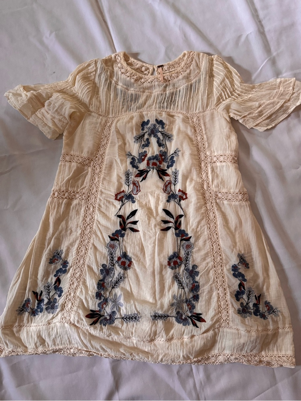 Free People Embroidered Baby Doll Dress Size S